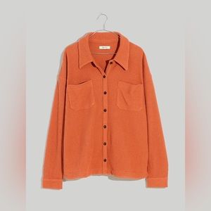 NWT Madewell Waffle Knit Shirt Jacket Orange Afterglow Red, Size Medium